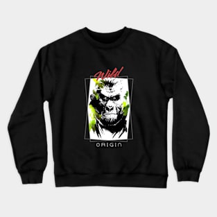 Gorilla Ape Wild Nature Free Spirit Art Brush Painting Crewneck Sweatshirt